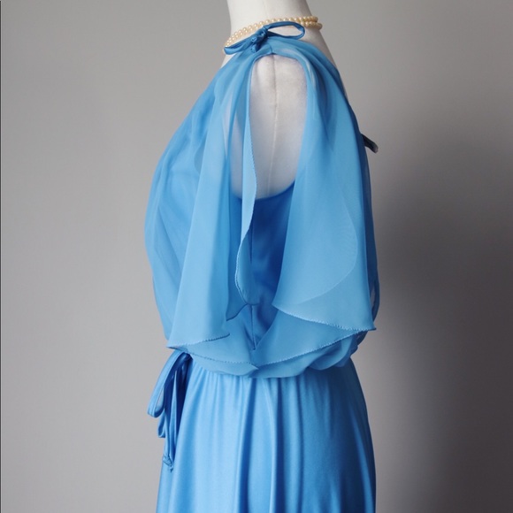 Vintage 60's/70's tea length blue dress - Picture 8 of 8